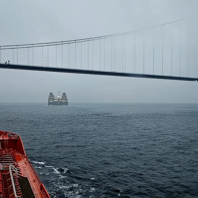 Bridge view from MT Stav Viking during sea passage